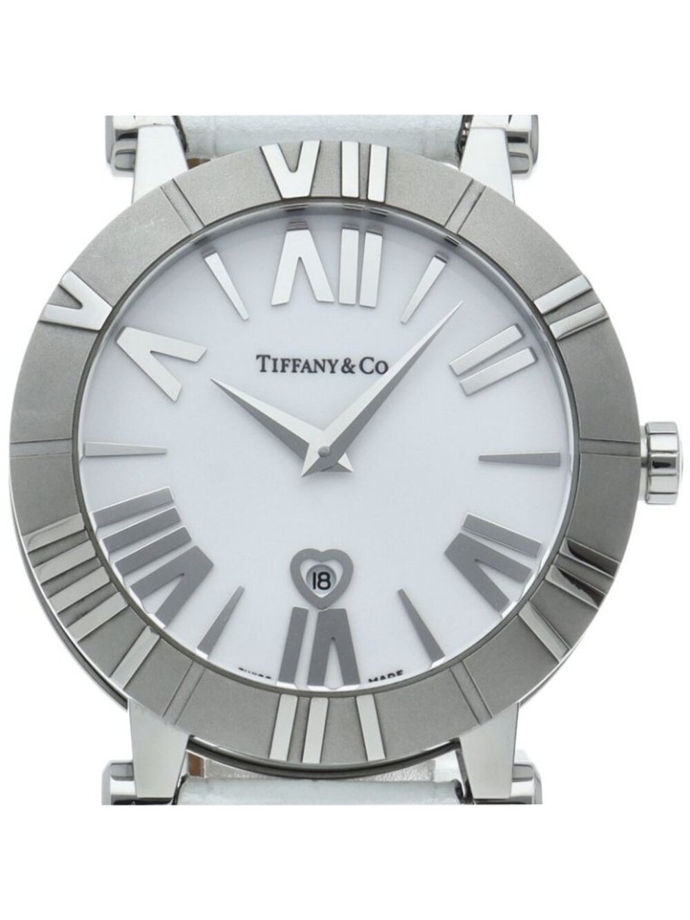 Tiffany & Co Atlas Watch SS Leather White